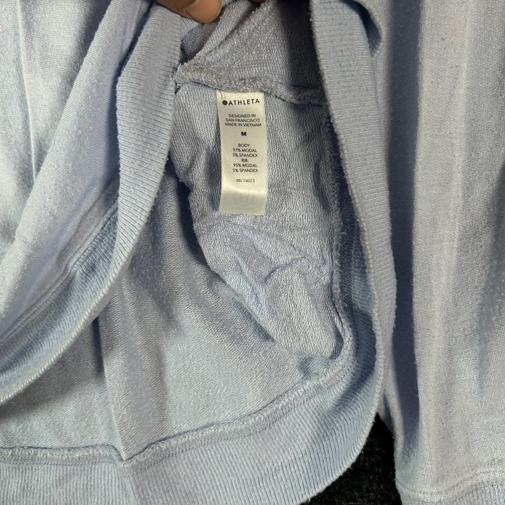 Athleta Womens M Coaster Luxe Sweatshirt Light Blue Modal Spandex RN 54023 - Picture 3 of 7